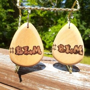 Handcrafted Wooden #BLM Earrings
